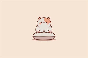 Illustration Cute cat on pillows. Cute cat lying on soft cozy pillow. Vector illustration.