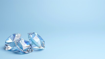 Sparkling Jewels: Three radiant gemstones glisten against a soft background, reflecting light and capturing the allure of preciousness.