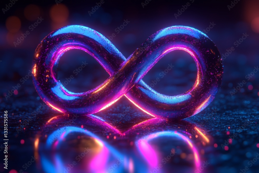 Aufkleber creative abstract representation of infinity symbol glowing in vibrant colors on reflective surface 