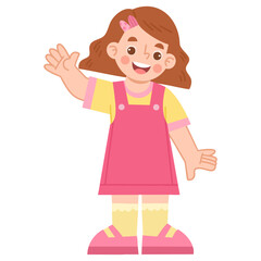 Illustration of Cheerful Girl Waving