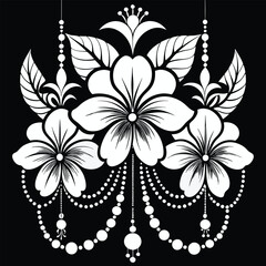 black and white floral ornament black and white flower