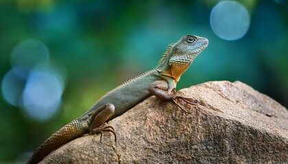 Fototapeta premium lizard is sitting on a rock