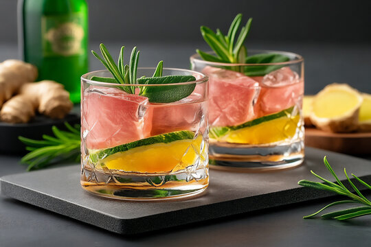 two glasses of vodka on the table, mea