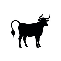 Black Cow Silhouette Icon – Perfect for Logos, Labels, and Branding