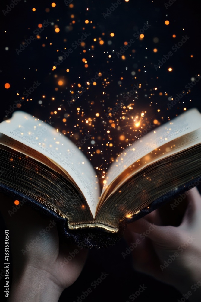 Poster A person holding an open book, ready to learn or escape into a story