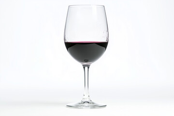 Selective focus  glass of red wine isolated on white background, Clear glass of red wine on white background.