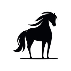 Black Horse Silhouette on White Background - Versatile Graphic Element