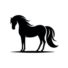 Black Horse Silhouette on White Background - Versatile Graphic Element