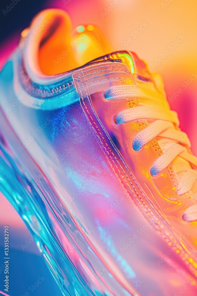 Poster a close-up view of a pair of shoes placed on a table, suitable for use in still life photography or 