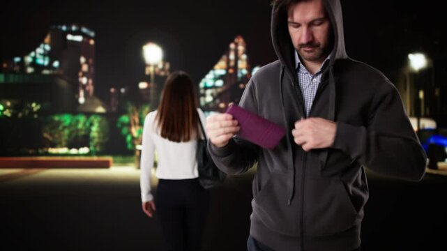 Thief Pickpocket Robbery. Wallet Pick