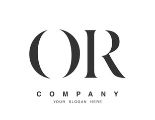 OR logo design. Initial letter o and r serif font style. Creative classic company name typography. Trendy logotype or identity.