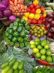 Fresh raw vegetables and fruits.Fresh organic fruits and vegetables