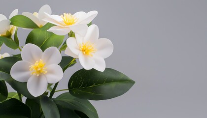 Obraz premium White Flowers for Grey Background.