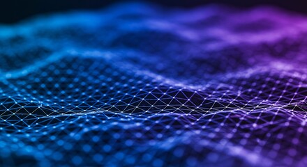 Abstract Purple Blue Data Network Wave. AI Generated