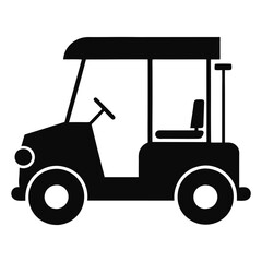Black Golf Cart Vector Silhouette Illustration on White Background