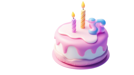 Colorful birthday cake with candles and playful design in a festive setting