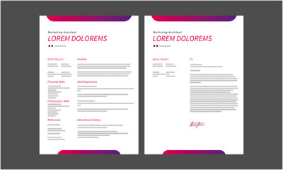 Resume and Cover Letter Template, Minimalist resume cv template, Cv professional jobs resumes
