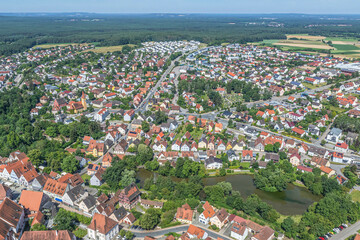 Die sehenswerte Stadt Hilpoltstein in Mittelfranken aus der Vogelperspektive