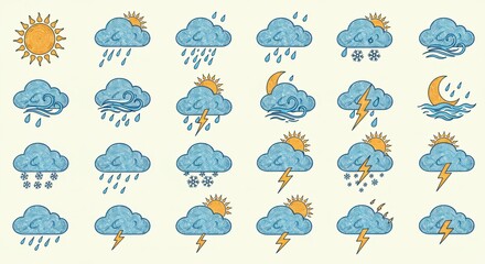 weather icons vectors illustrations 