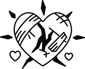 heart with a broken heart and a bandage on it