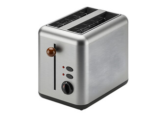 Obraz premium Stainless Steel Two-Slice Toaster on Transparent Background