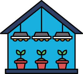 Obraz premium A house with three potted plants in it