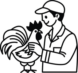 man is petting a chicken