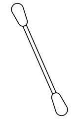 Cotton swab. Stick with cotton wool on both sides for cleaning ears or other cosmetic or medical purposes. Sketch. Vector illustration. Outline on isolated white background. Coloring for kids. 
