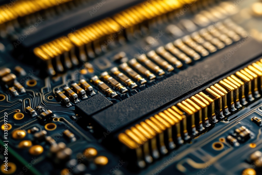 Aufkleber A detailed view of a computer motherboard with various components and circuits