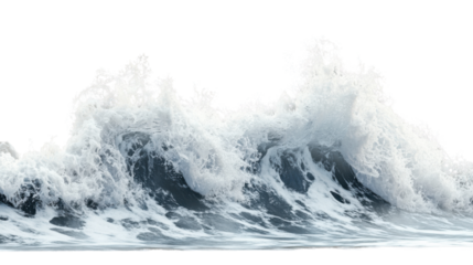 Big ocean wave breaking with foam and transparent background