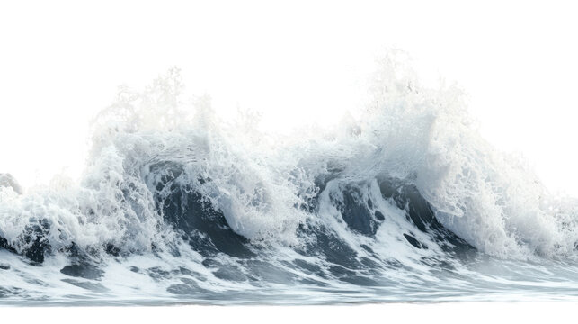 Big ocean wave breaking with foam and transparent background - Powered by Adobe