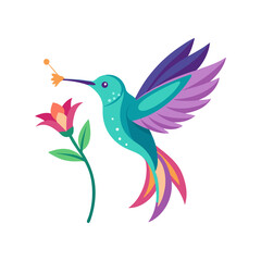 hummingbird and flowers