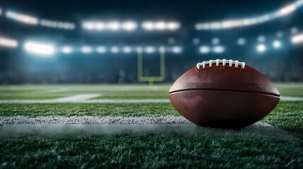 Close-up of American Football on Field