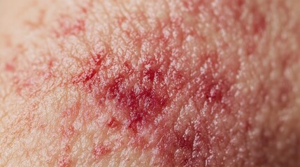 Fototapeta premium Acute psoriasis on the knees, body, and elbows is an autoimmune dermatological condition characterized by large, red, inflamed, scaly patches.