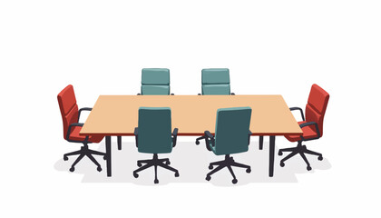 Fototapeta premium Modern conference room layout with geometric chairs, collaborative design