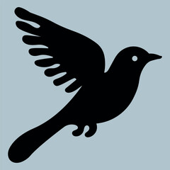 Silhouette of a flying bird with spread wings – monochrome vector design
