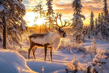 Obraz premium Serene Lapland environment capturing the essence of an Arctic winter.