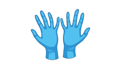 Blue surgical gloves illustration on white background, health concepts