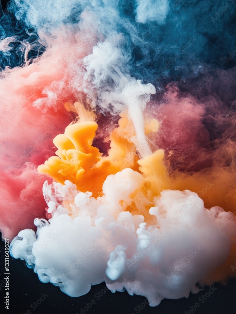 Poster a close-up shot of a colorful smoke cloud, suitable for use in various creative projects