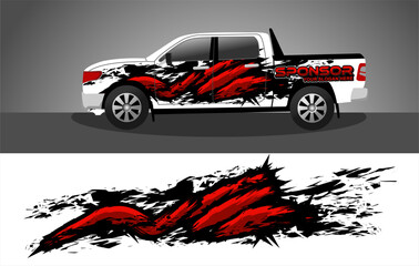truck wrap livery decal sticker design vector for company corporate branding. graphic abstract red stripe racing background