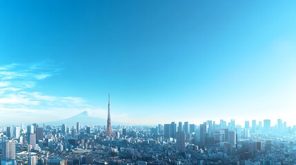 Obraz premium Tokyo Majesty A Breathtaking Skyline with Mount Fuji