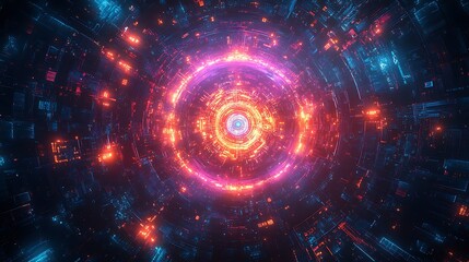 Obraz premium A futuristic financial world powered by blockchain, interconnected banking institutions in a glowing global network, decentralized finance nodes, pulsating encrypted pathways, deep cyberpunk colors,