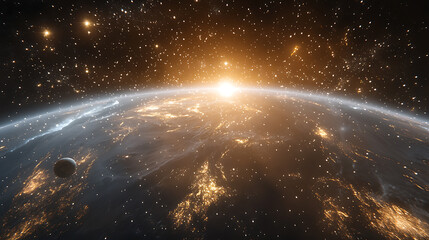 Obraz premium Exploration of cosmic wonders earth orbit digital art space aerial view universe concept