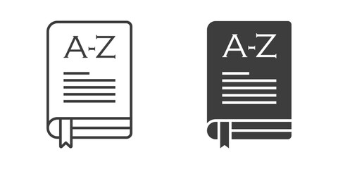 Glossary book icon in flat style. Guidebook encyclopedia vector illustration on isolated background. A-Z notebook sign business concept.