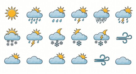 Obraz premium weather icons vectors illustrations 