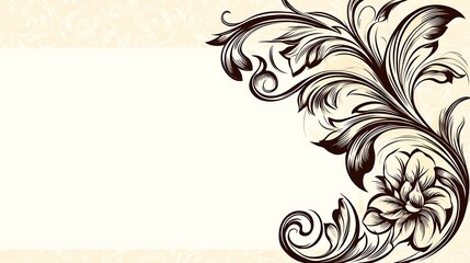 Elegant Floral Design With Swirls And A Central Flower