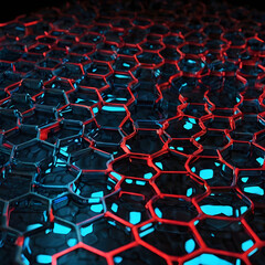 Obraz premium A futuristic network of hexagonal carbon fiber structures, interconnected like a high-tech digital honeycomb