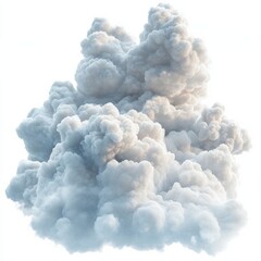 Dramatic Cloud Formation: A Voluminous, Textured Cloudscape Against a Bright White Background