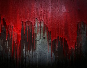 red paint or blood dripping on grunge wall creating a textured vintage effect ideal for dark and moody backgrounds