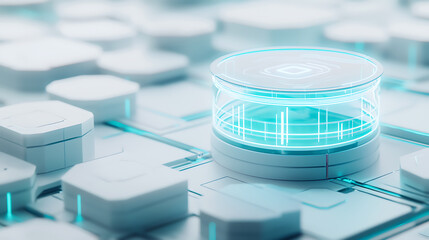 Innovative technology interface digital workspace 3d visualization futuristic environment close-up view interactive design